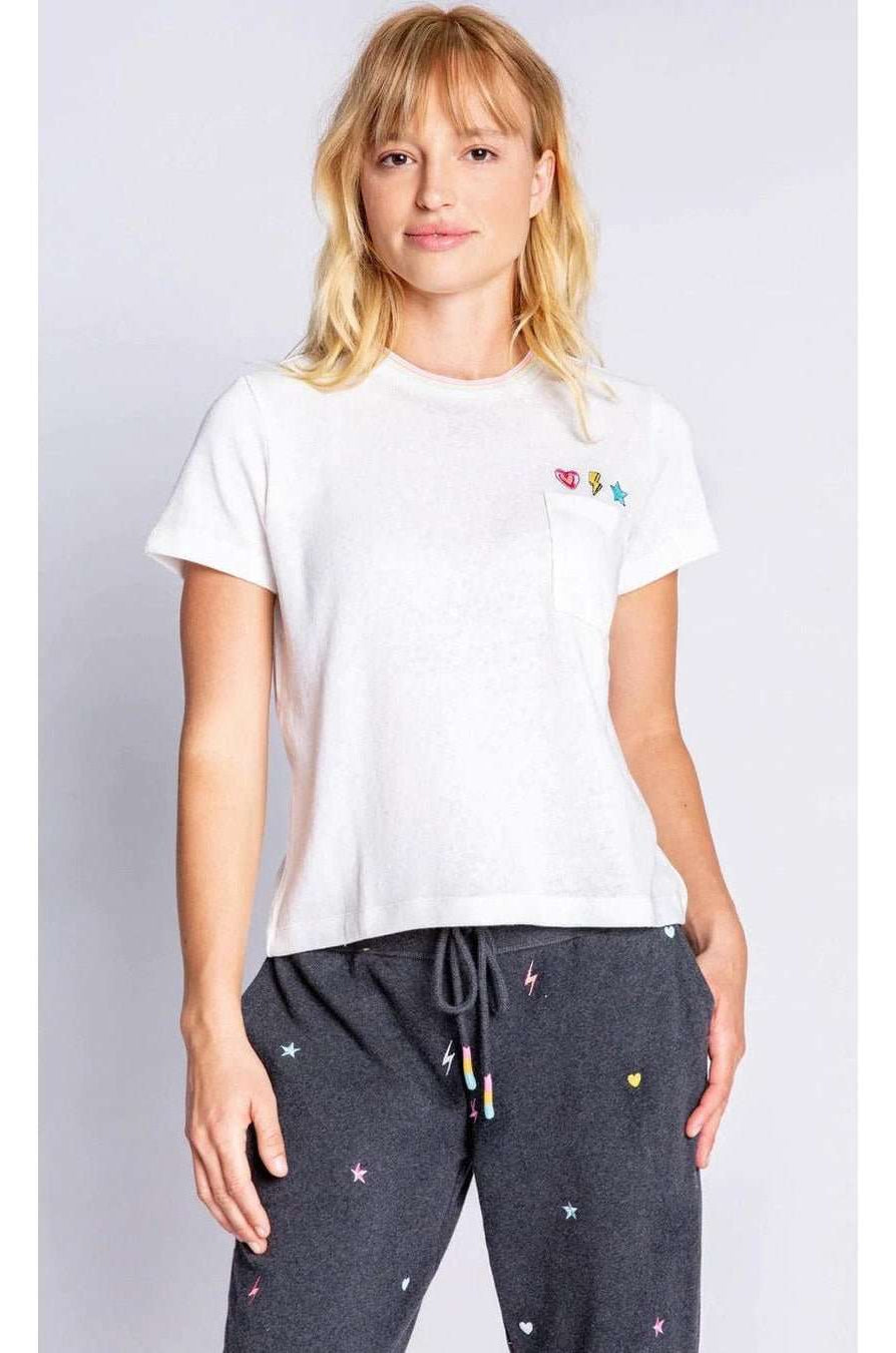 Shop PJ Salvage PJ Salvage One Love Embroidered T-Shirt T-Shirt for women – premium loungewear and festival fashion at Spoiled Brat