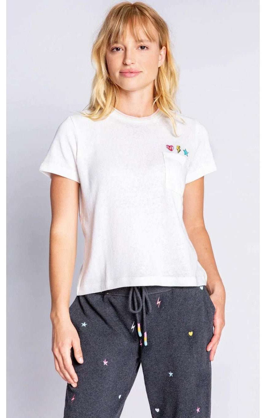 Shop PJ Salvage PJ Salvage One Love Embroidered T-Shirt T-Shirt for women – premium loungewear and festival fashion at Spoiled Brat