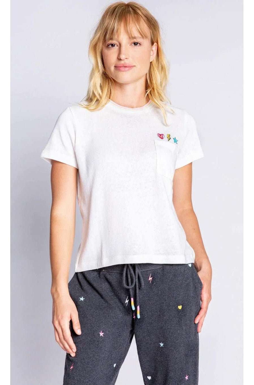 Shop PJ Salvage PJ Salvage One Love Embroidered T-Shirt T-Shirt for women – premium loungewear and festival fashion at Spoiled Brat