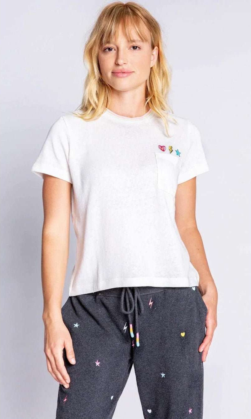 Shop PJ Salvage PJ Salvage One Love Embroidered T-Shirt T-Shirt for women – premium loungewear and festival fashion at Spoiled Brat