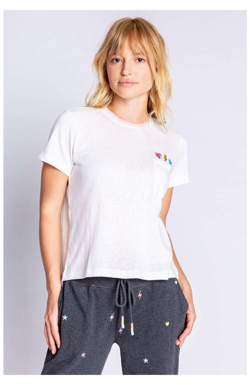 Shop PJ Salvage PJ Salvage One Love Embroidered T-Shirt T-Shirt for women – premium loungewear and festival fashion at Spoiled Brat