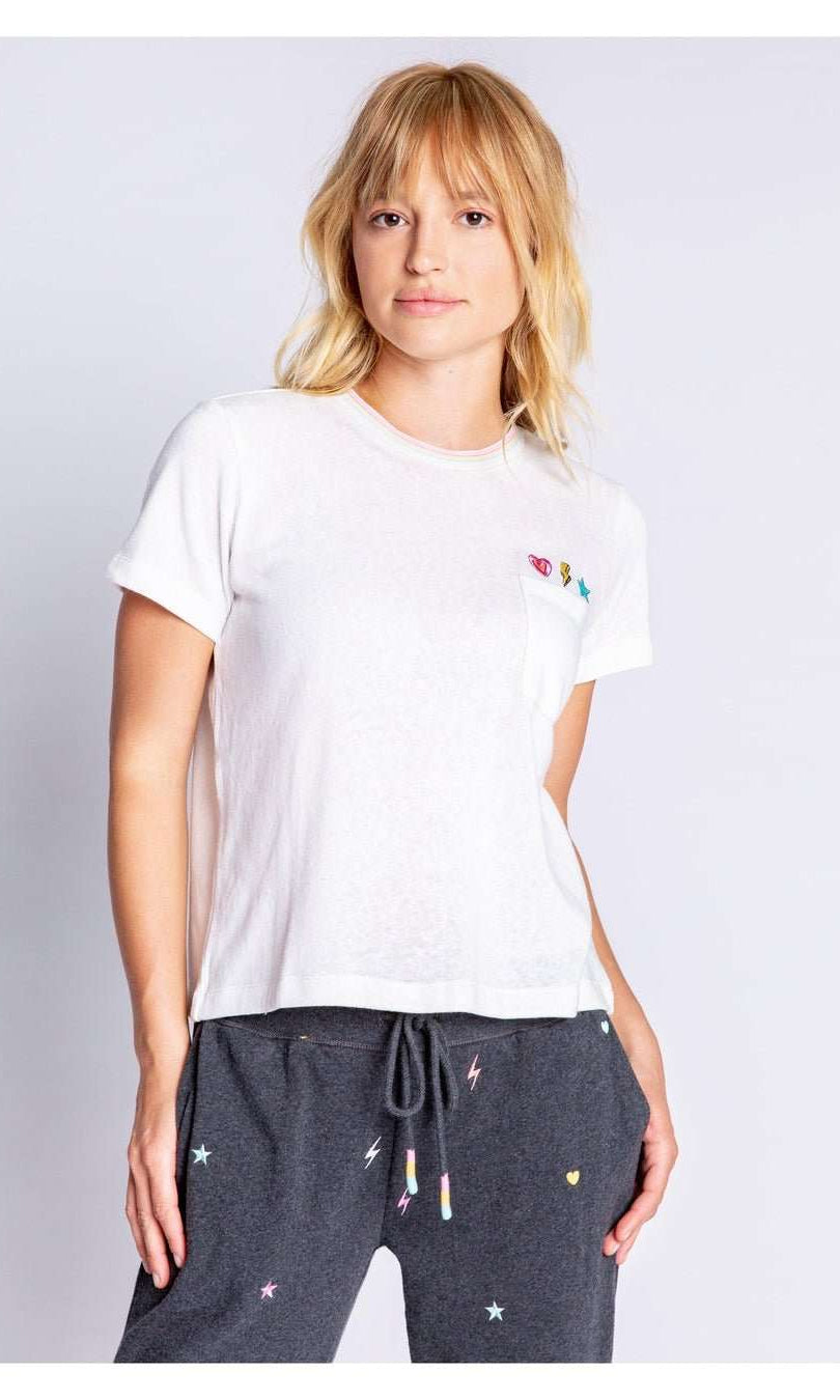 Shop PJ Salvage PJ Salvage One Love Embroidered T-Shirt T-Shirt for women – premium loungewear and festival fashion at Spoiled Brat
