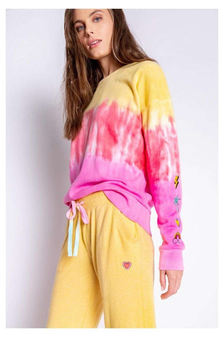Shop PJ Salvage PJ Salvage One Love Ombre Tie Dye Crew Neck Long Sleeve Sweater Sweater for women – premium loungewear and festival fashion at Spoiled Brat