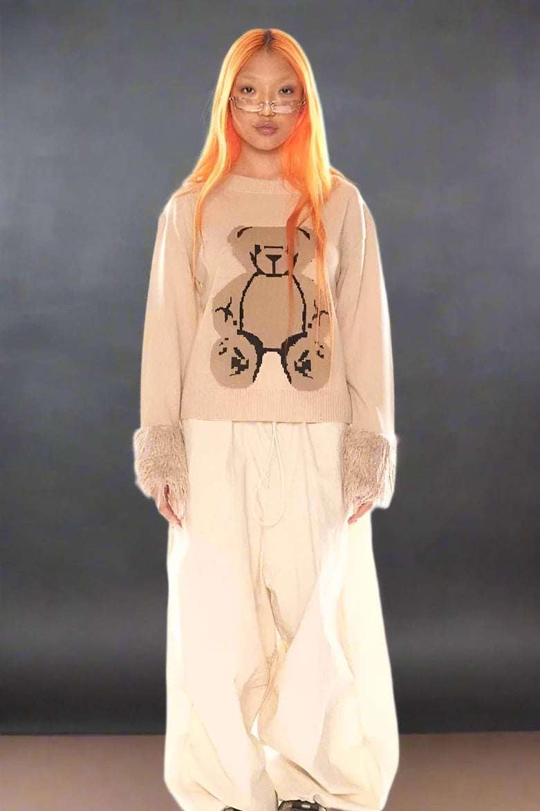 Basic Pleasure Mode Big Ted Fluffy Trim Jumper Jumper by Basic Pleasure Mode as seen on celebrities