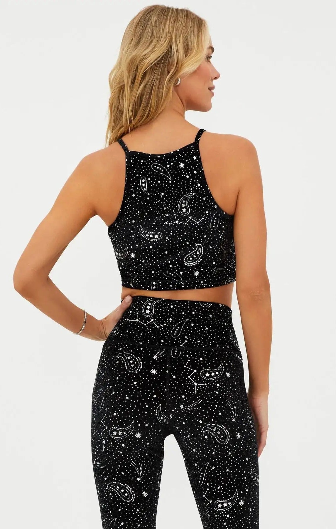 Shop Beach Riot Beach Riot Anna Shooting Stars Gym Bra Top as seen on Malin Andersson Crop Top for women – premium loungewear and festival fashion at Spoiled Brat