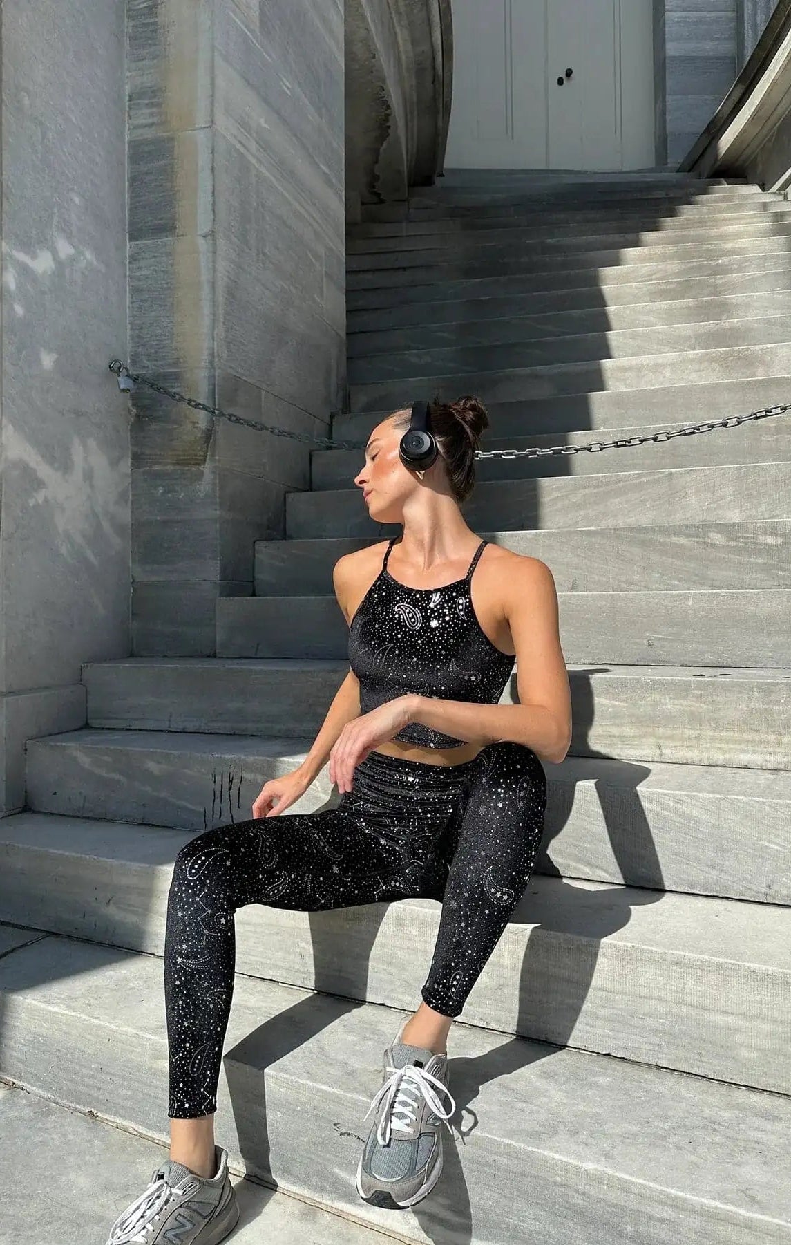 Shop Beach Riot Beach Riot Anna Shooting Stars Gym Bra Top as seen on Malin Andersson Crop Top for women – premium loungewear and festival fashion at Spoiled Brat