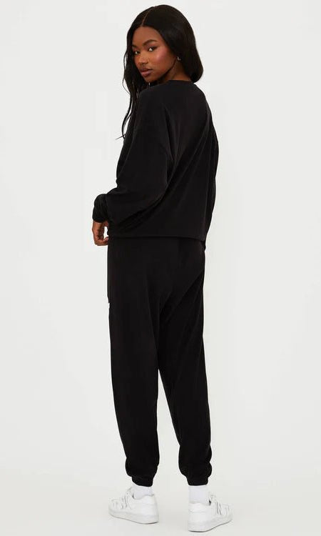 Shop Beach Riot Beach Riot Devyn Boo Black Sweatshirt Sweater for women – premium loungewear and festival fashion at Spoiled Brat