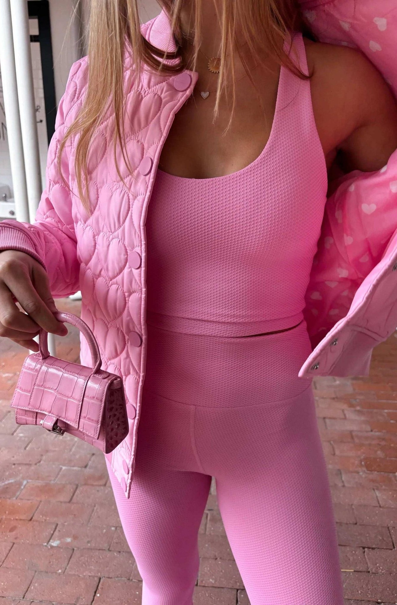 Shop Beach Riot Beach Riot Flight Jacket Prism Pink Heart Jacket for women – premium loungewear and festival fashion at Spoiled Brat