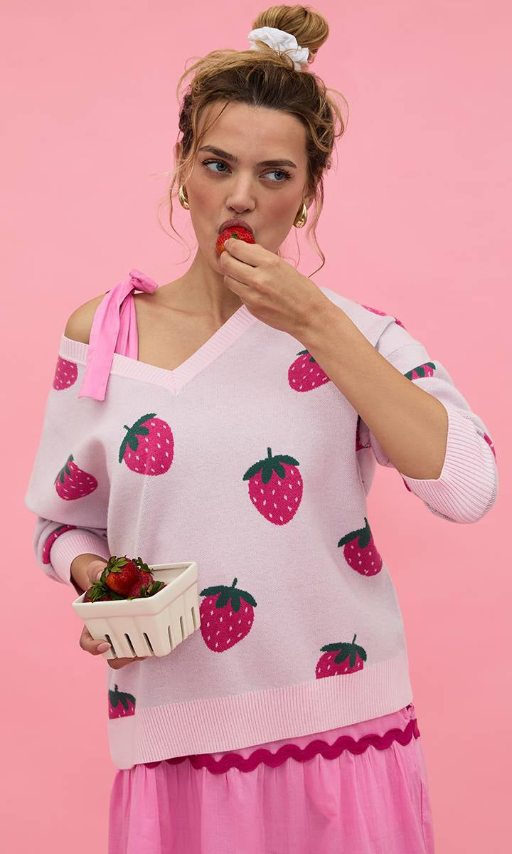 Shop Beach Riot Beach Riot Joey Strawberry Sweatshirt Jumper for women – premium loungewear and festival fashion at Spoiled Brat