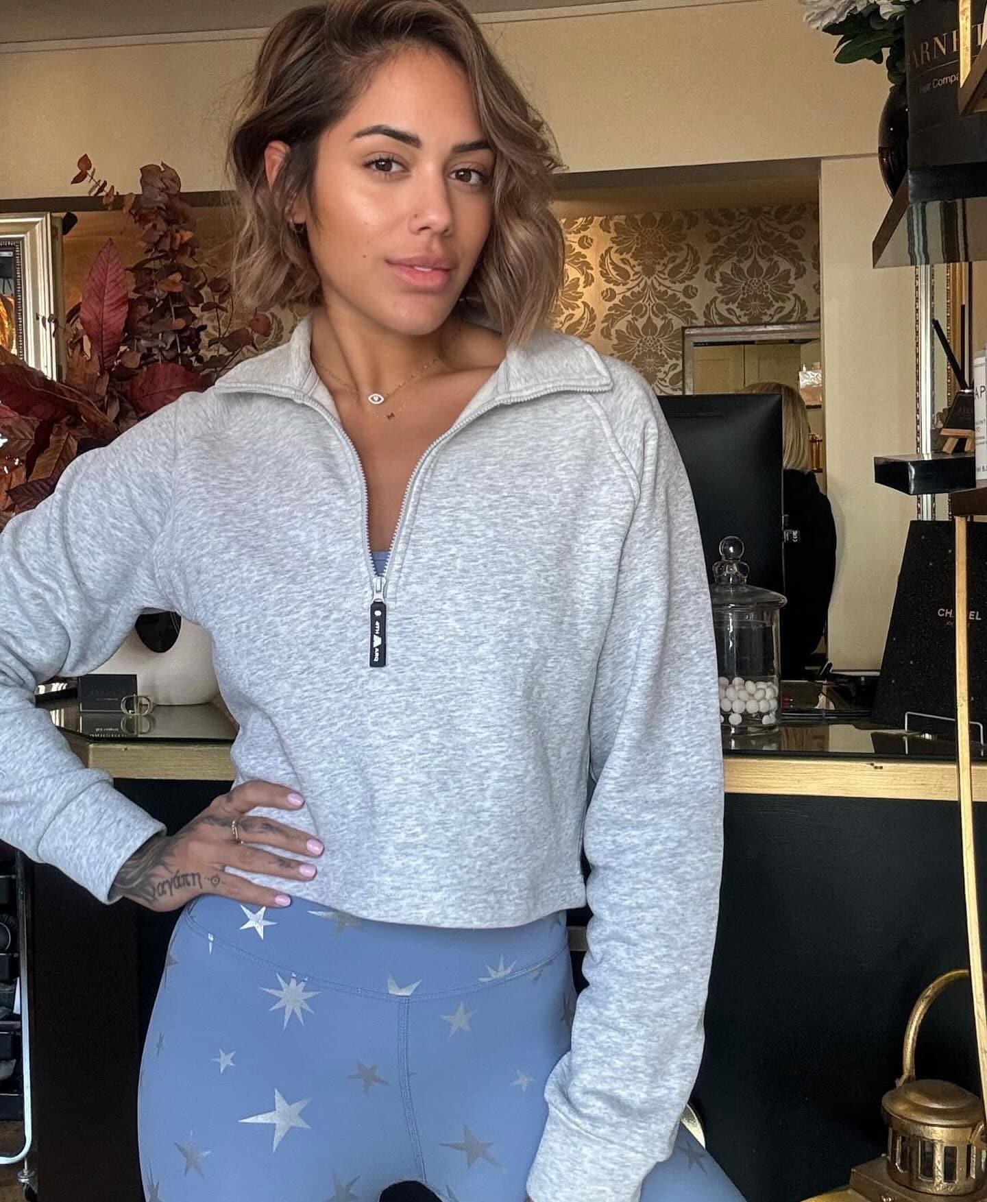 Shop Beach Riot Beach Riot Piper Winter Star Sport Leggings as seen on Malin Andersson Leggings for women – premium loungewear and festival fashion at Spoiled Brat