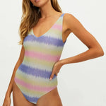 Beach Riot Reese One Piece Cotton Candy Ombre Shine Swimsuit Swimsuit by Beach Riot as seen on celebrities
