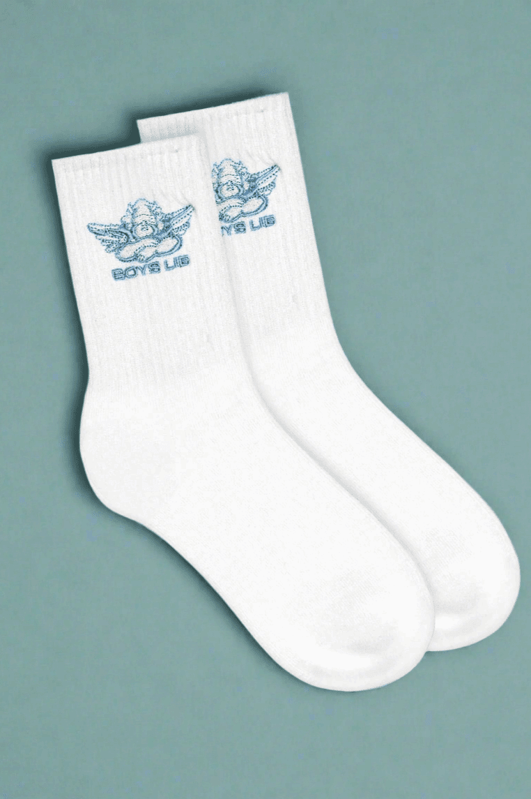 Shop Boys Lie Boys Lie Blue Logo Socks Socks for women – premium loungewear and festival fashion at Spoiled Brat