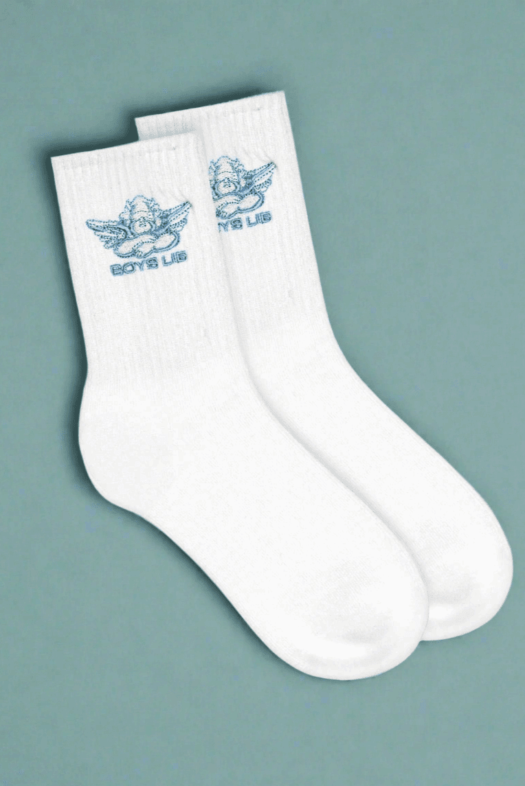 Shop Boys Lie Boys Lie Blue Logo Socks Socks for women – premium loungewear and festival fashion at Spoiled Brat