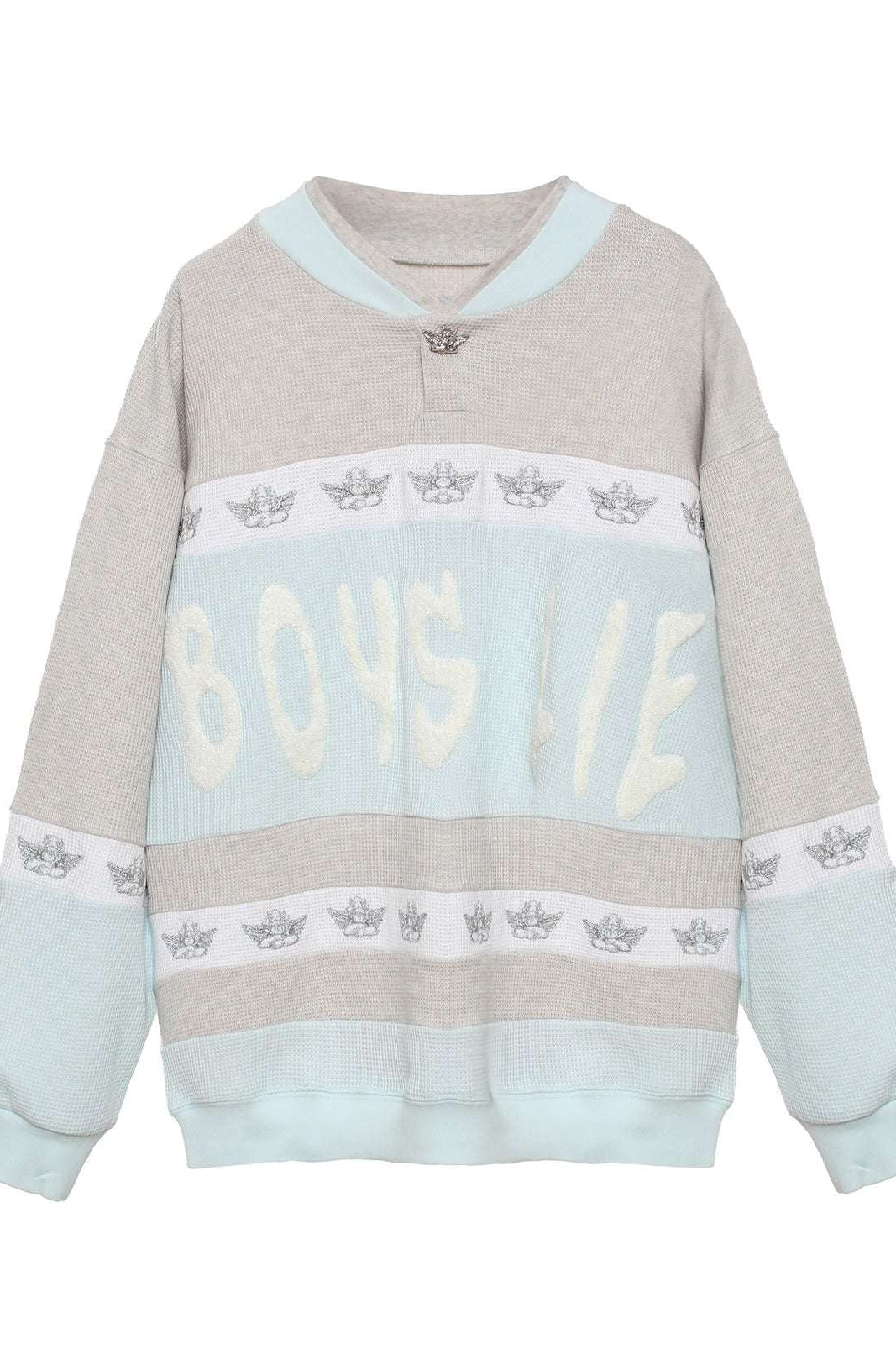 Shop Boys Lie Boys Lie Blue Private School Rider Crewneck Sweater for women – premium loungewear and festival fashion at Spoiled Brat
