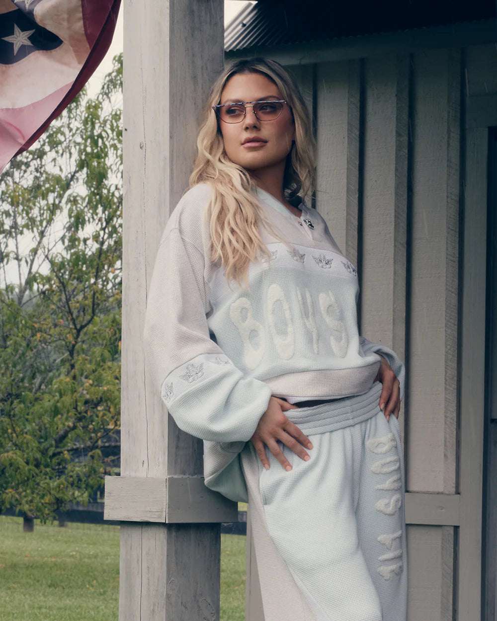 Shop Boys Lie Boys Lie Blue Private School Rider Crewneck Sweater for women – premium loungewear and festival fashion at Spoiled Brat