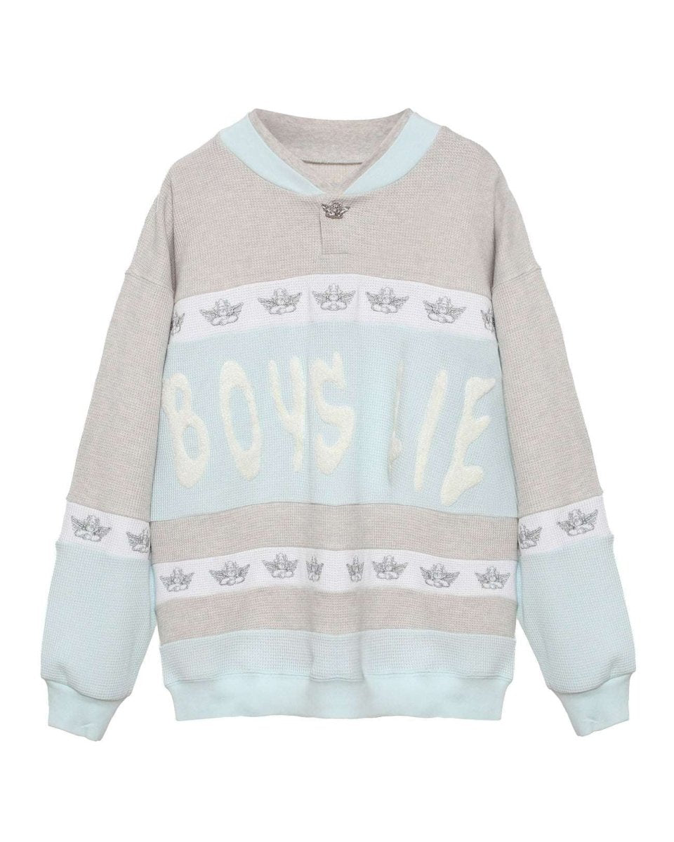 Shop Boys Lie Boys Lie Blue Private School Rider Crewneck Sweater for women – premium loungewear and festival fashion at Spoiled Brat