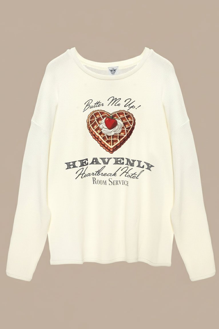 Shop Boys Lie Boys Lie Heavenly Room Service PJ BF Thermal Long Sleeve Tee as seen on Megan Fox Hooded Sweatshirt for women – premium loungewear and festival fashion at Spoiled Brat