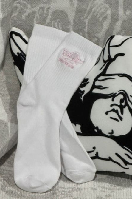 Shop Boys Lie Boys Lie Pink Logo Socks Socks for women – premium loungewear and festival fashion at Spoiled Brat