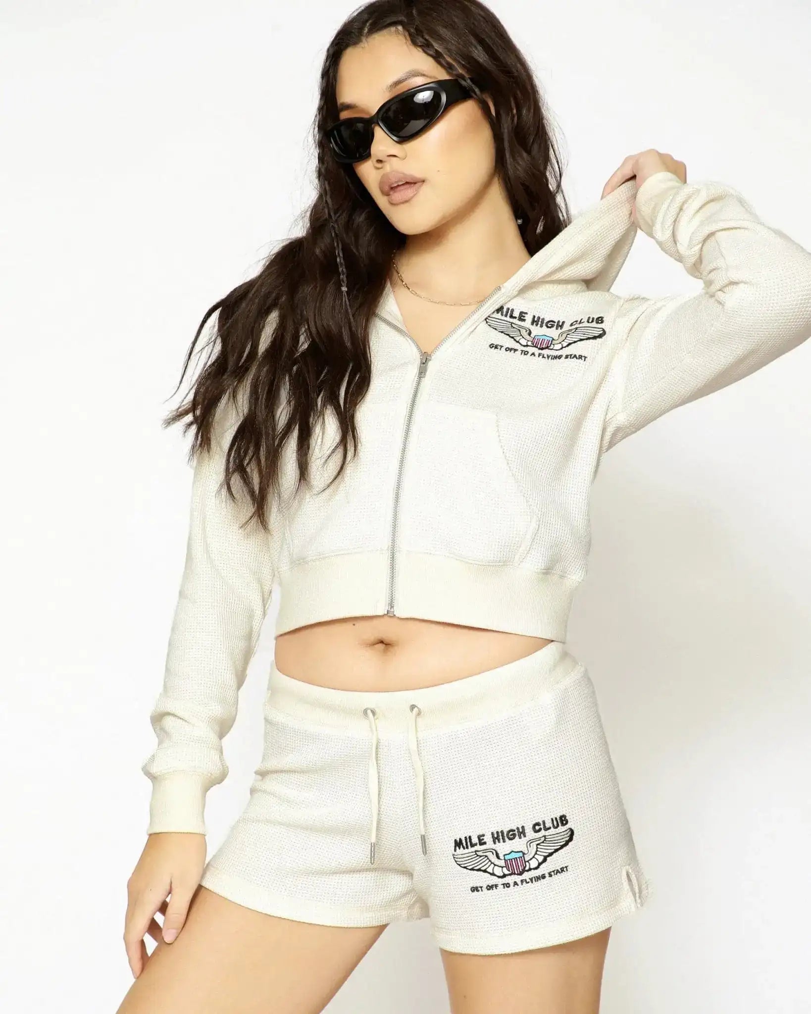 Shop Boys Lie Boys Lie Spread Your Wings Thermal Zip Up Hoodie Hooded Sweatshirt for women – premium loungewear and festival fashion at Spoiled Brat