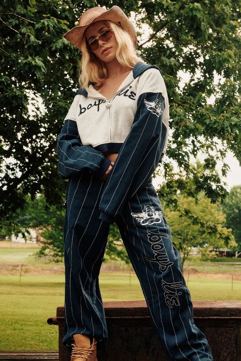 Boys Lie The Big Leaguer Alex Pants by Boys Lie – Jogger Bottoms – Navy | Spoiled Brat UK