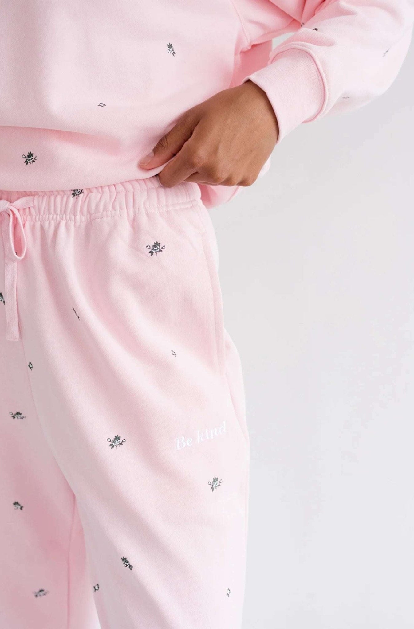 Shop Brunette The Label Brunette The Label "Be Kind" All Over Floral Oversized Joggers Sweatpants for women – premium loungewear and festival fashion at Spoiled Brat