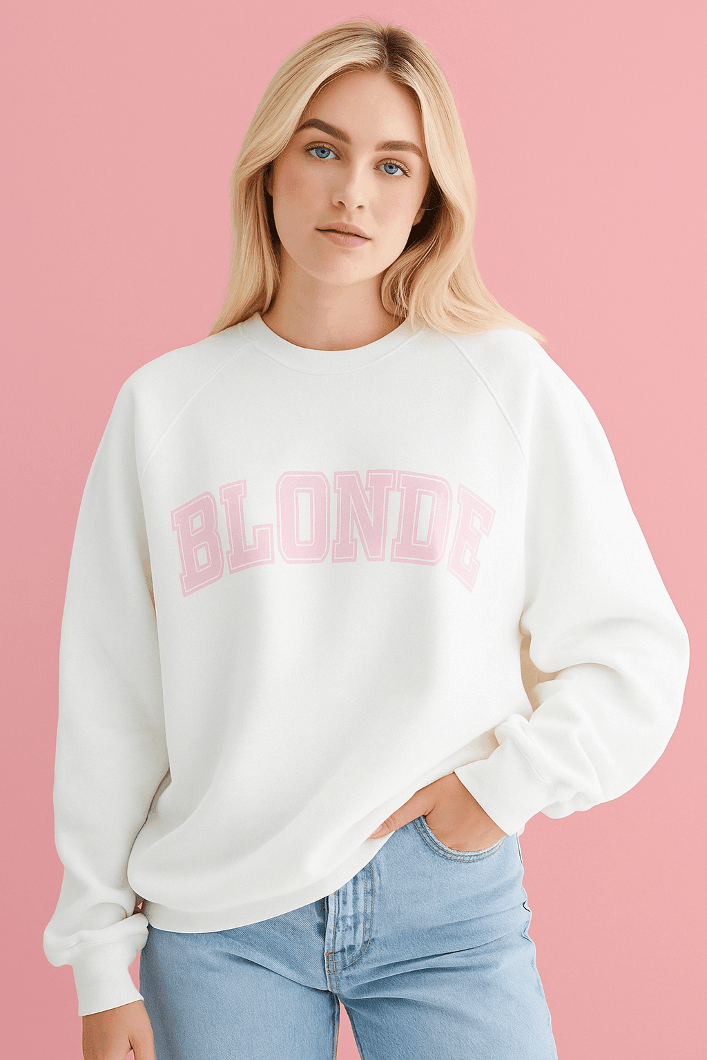 Shop Brunette The Label Brunette The Label "Blonde" Varsity Hair Colour Not Your Boyfriend's Crew Sweater Sweater for women – premium loungewear and festival fashion at Spoiled Brat
