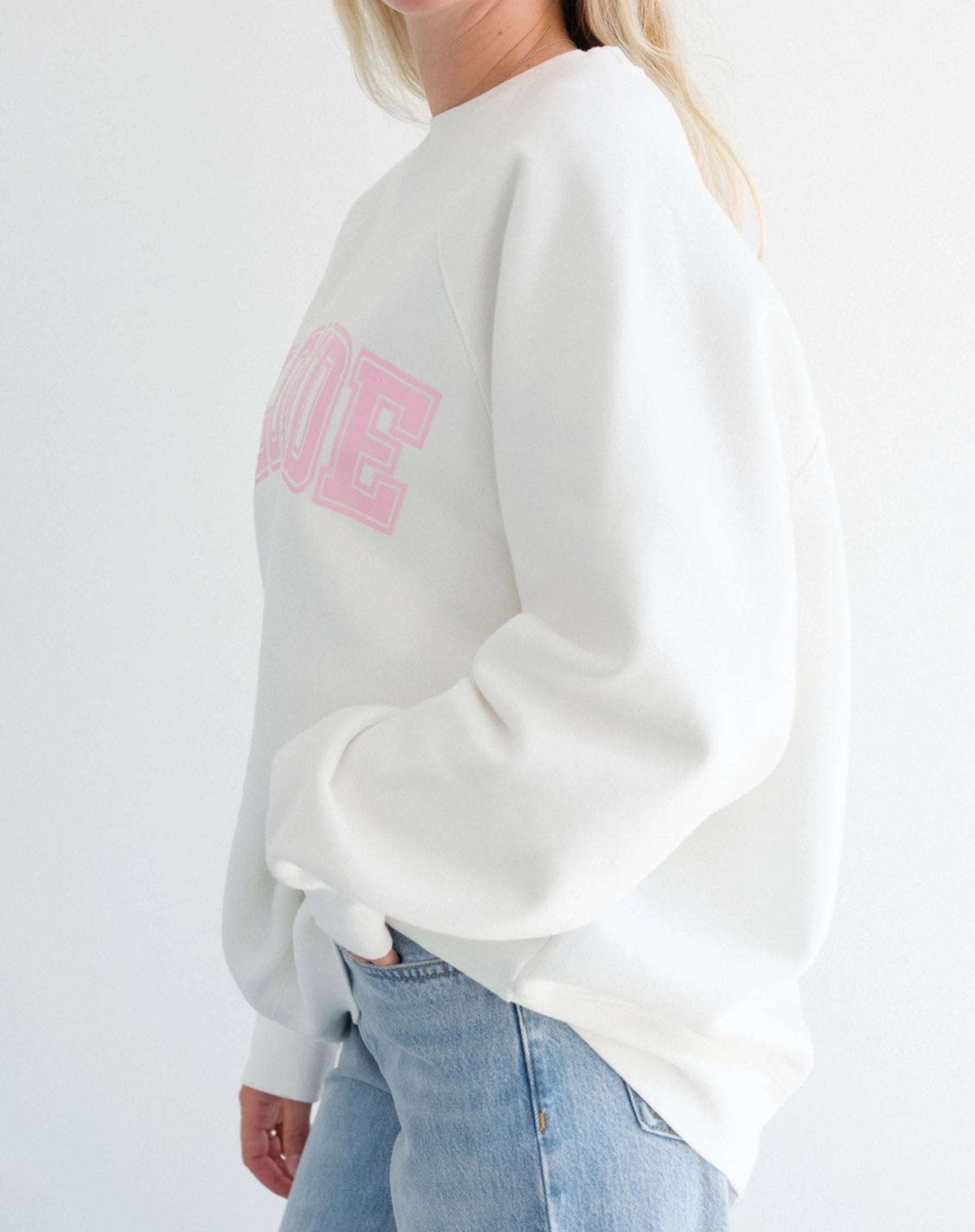 Shop Brunette The Label Brunette The Label "Blonde" Varsity Hair Colour Not Your Boyfriend's Crew Sweater Sweater for women – premium loungewear and festival fashion at Spoiled Brat