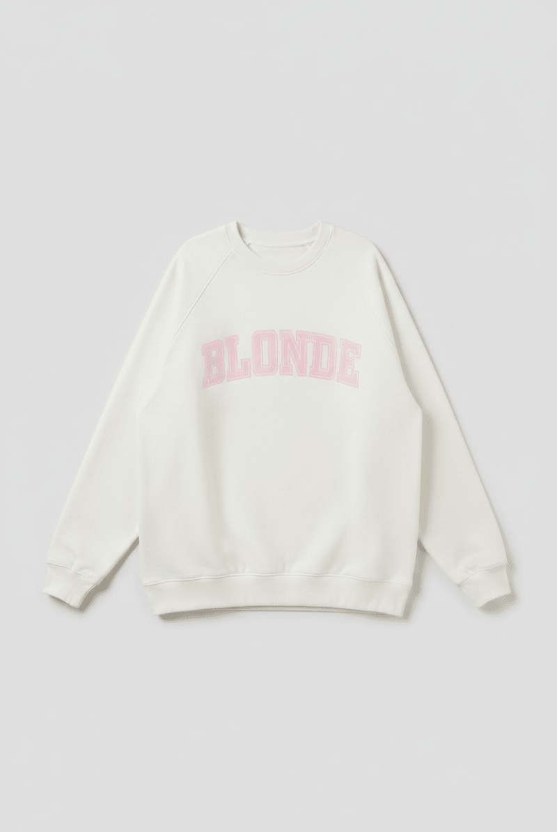 Shop Brunette The Label Brunette The Label "Blonde" Varsity Hair Colour Not Your Boyfriend's Crew Sweater Sweater for women – premium loungewear and festival fashion at Spoiled Brat