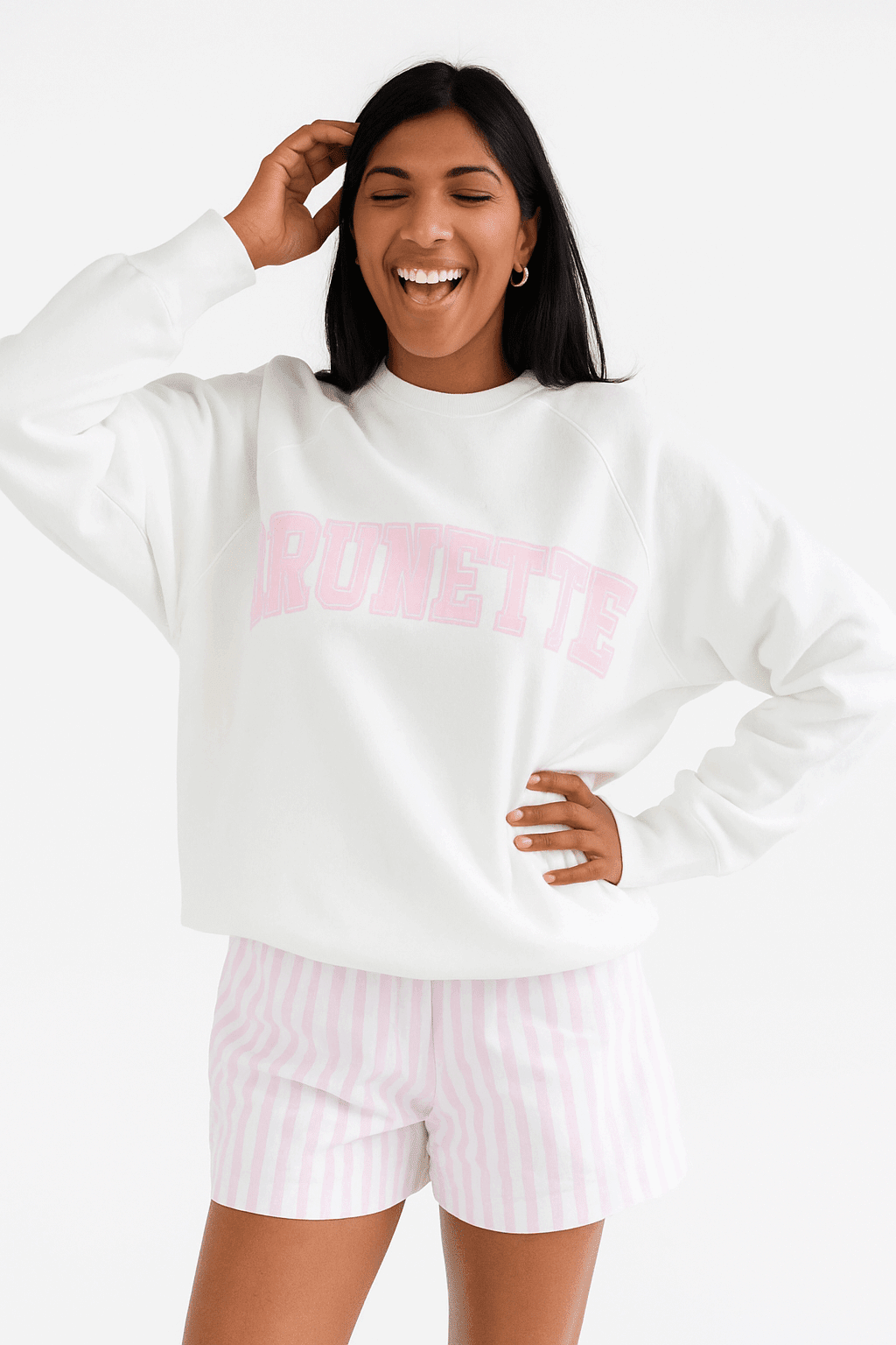 Shop Brunette The Label Brunette The Label "Brunette" Varsity Hair Colour Not Your Boyfriend's Crew Sweater Sweater for women – premium loungewear and festival fashion at Spoiled Brat