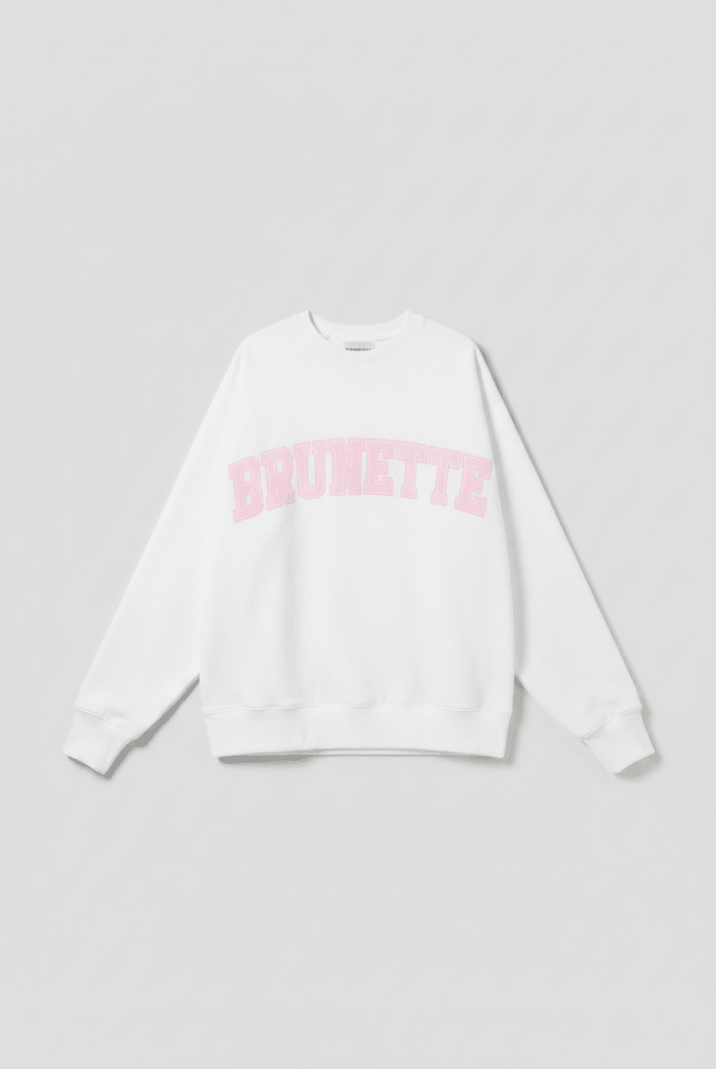 Shop Brunette The Label Brunette The Label "Brunette" Varsity Hair Colour Not Your Boyfriend's Crew Sweater Sweater for women – premium loungewear and festival fashion at Spoiled Brat