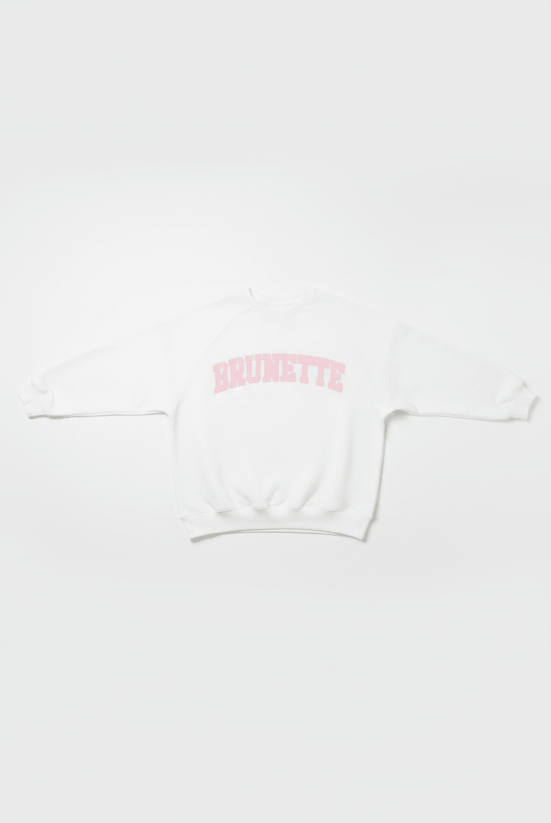 Shop Brunette The Label Brunette The Label "Brunette" Varsity Hair Colour Not Your Boyfriend's Crew Sweater Sweater for women – premium loungewear and festival fashion at Spoiled Brat