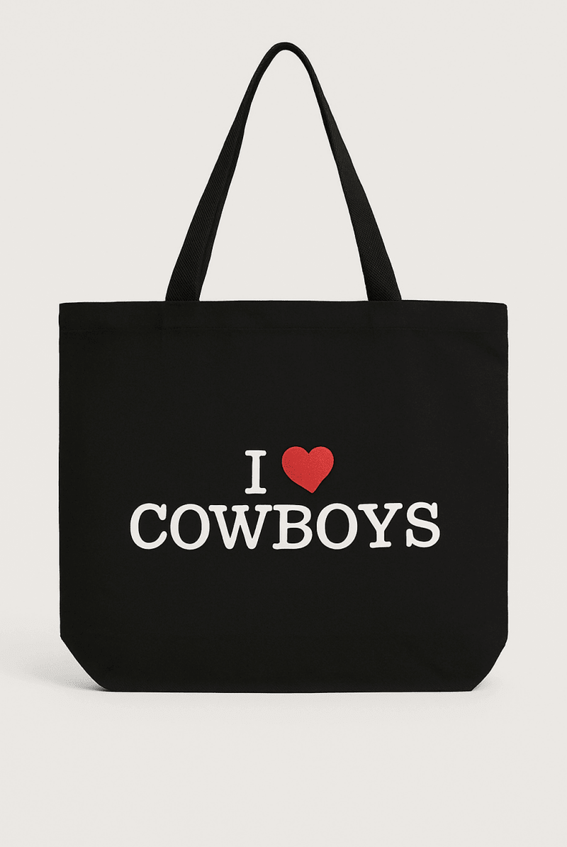 Shop Brunette The Label Brunette The Label "I Love Cowboys" Tote Bag Tote Bag for women – premium loungewear and festival fashion at Spoiled Brat
