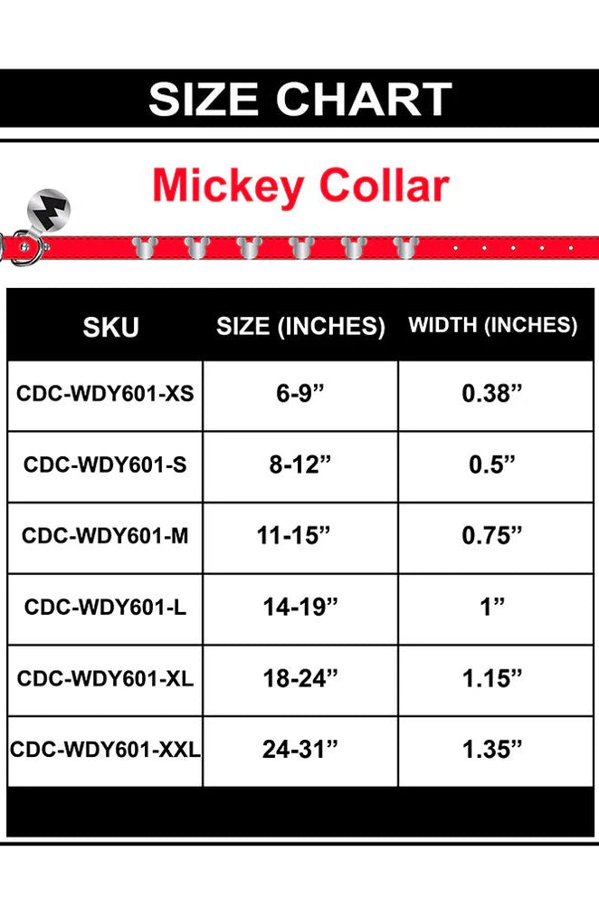 Buckle Down Products Disney Mickey Mouse Vegan Leather Dog Collar by Buckle Down Products – Dog Collar – XS (6-9" Neck) | Spoiled Brat UK