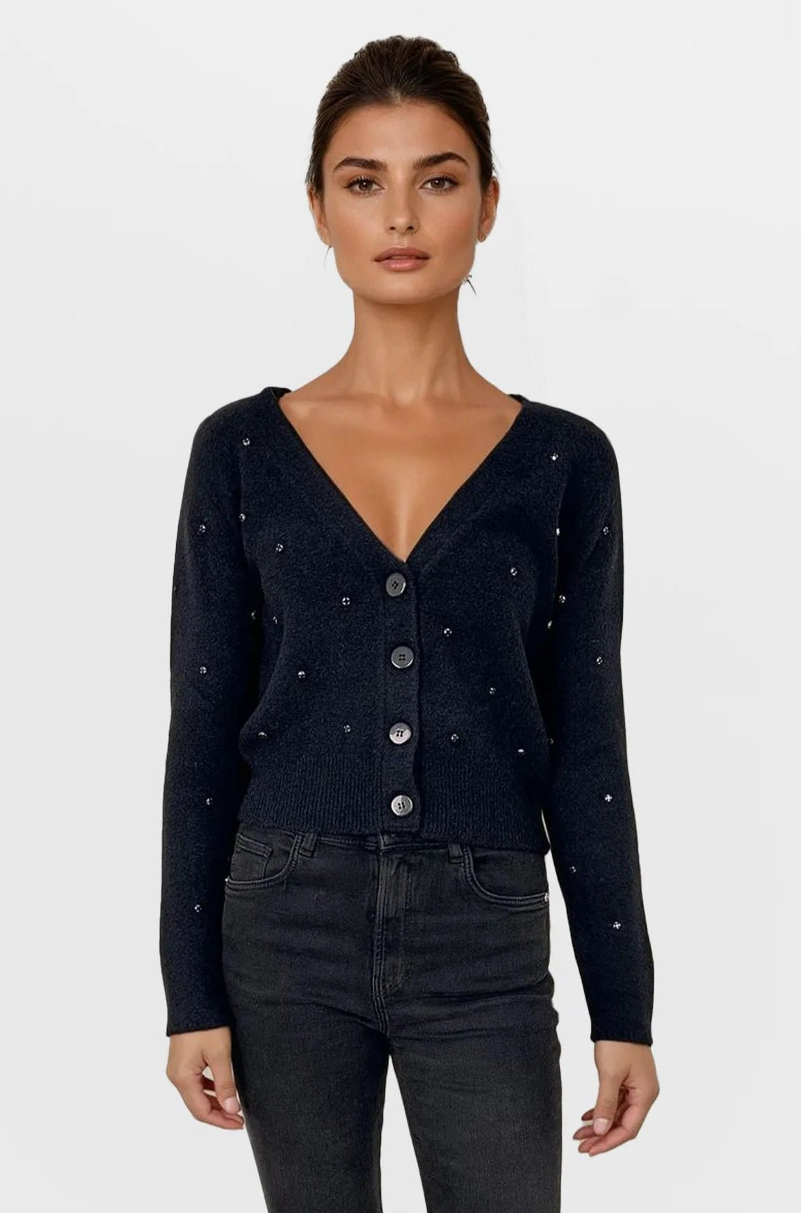 Shop CHRLDR CHRLDR All Over Diamonds Cropped Cardigan Sweater Cardigan for women – premium loungewear and festival fashion at Spoiled Brat