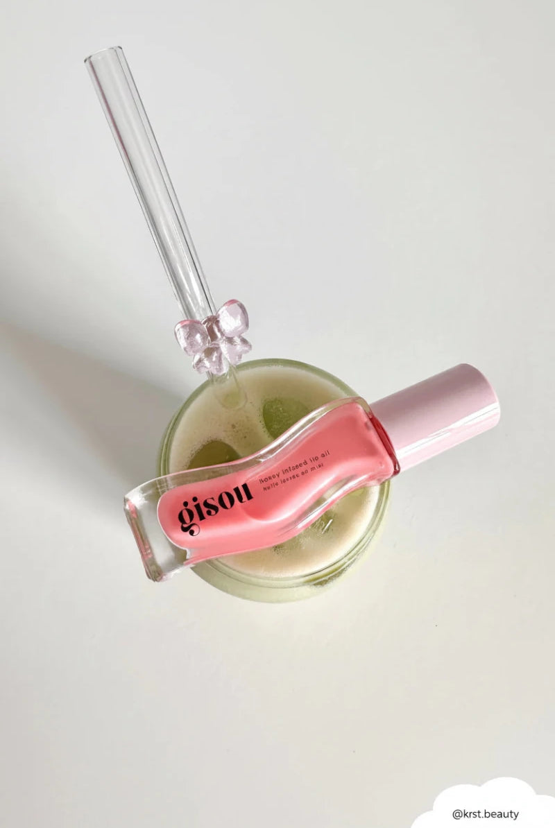 Shop Coconut Lane Coconut Lane Glass Straw with Pink Bows Straws for women – premium loungewear and festival fashion at Spoiled Brat