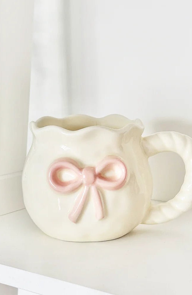 Shop Coconut Lane Coconut Lane Pink Bow Mug Mug for women – premium loungewear and festival fashion at Spoiled Brat