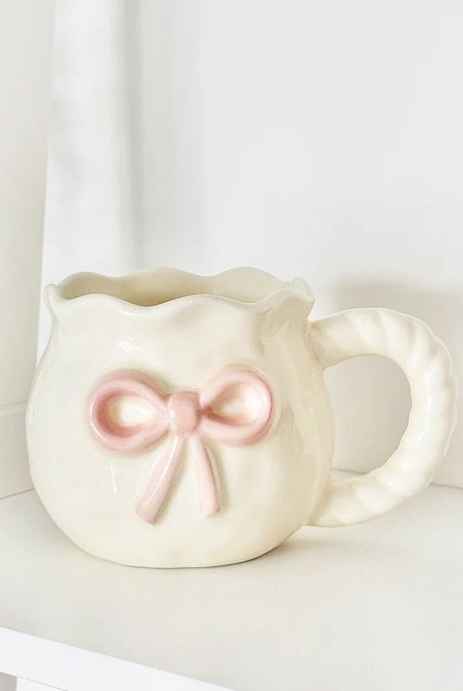 Shop Coconut Lane Coconut Lane Pink Bow Mug Mug for women – premium loungewear and festival fashion at Spoiled Brat
