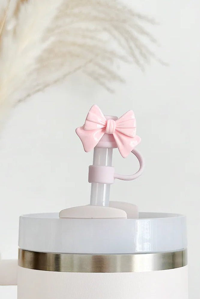 Shop Coconut Lane Coconut Lane Pink Bow Straw Cover Water Bottle for women – premium loungewear and festival fashion at Spoiled Brat
