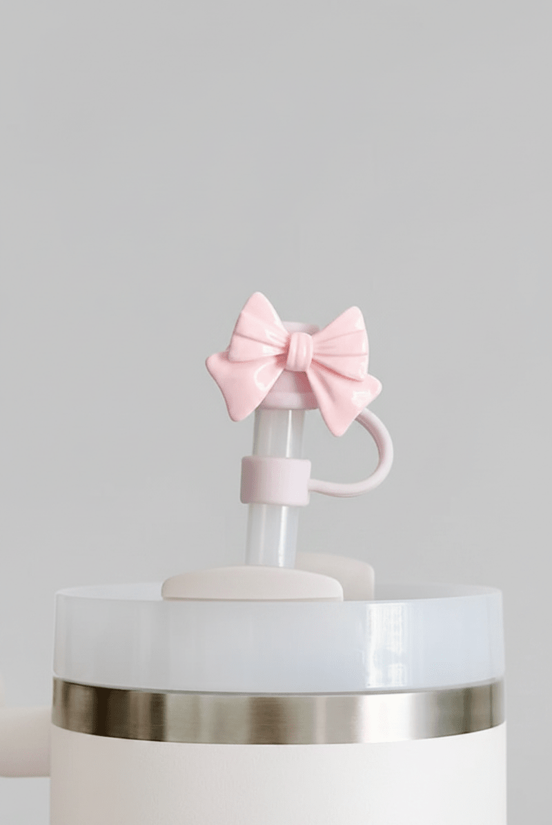 Shop Coconut Lane Coconut Lane Pink Bow Straw Cover Water Bottle for women – premium loungewear and festival fashion at Spoiled Brat