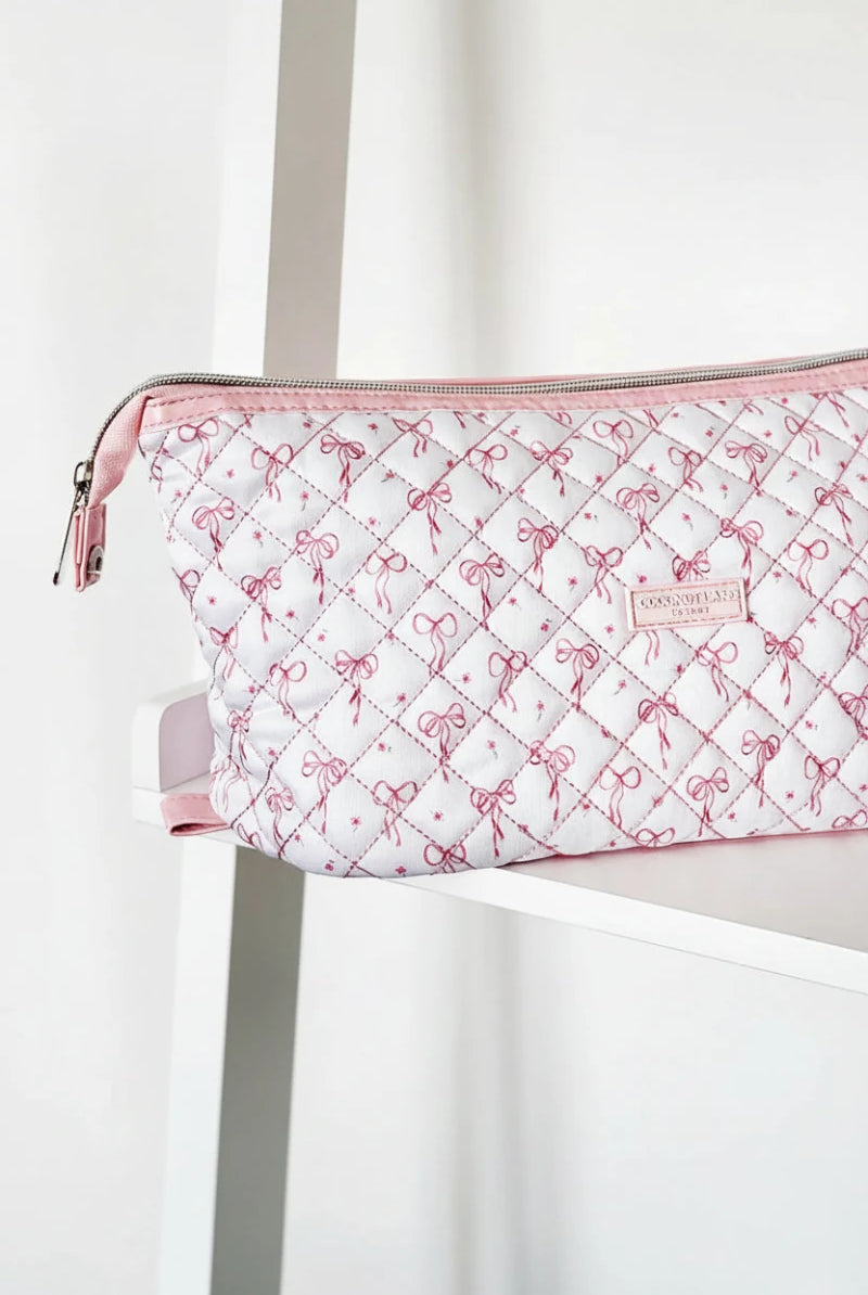 Shop Coconut Lane Coconut Lane Quilted Dainty Bows Expandable Cosmetic Bag Cosmetic Case for women – premium loungewear and festival fashion at Spoiled Brat