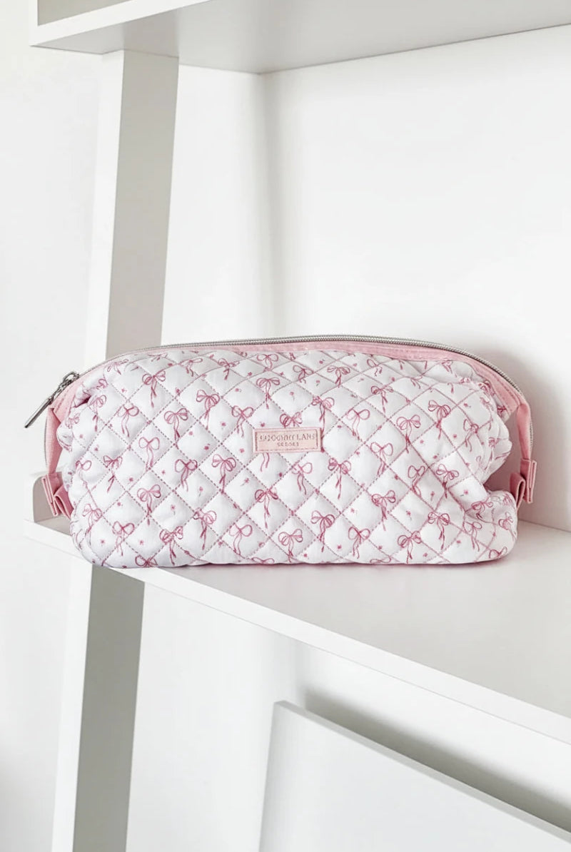 Shop Coconut Lane Coconut Lane Quilted Dainty Bows Expandable Cosmetic Bag Cosmetic Case for women – premium loungewear and festival fashion at Spoiled Brat
