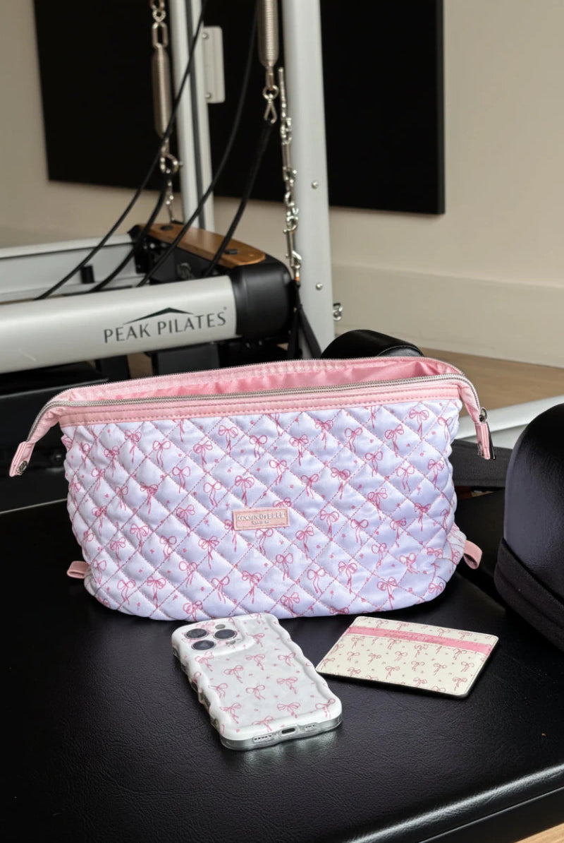 Shop Coconut Lane Coconut Lane Quilted Dainty Bows Expandable Cosmetic Bag Cosmetic Case for women – premium loungewear and festival fashion at Spoiled Brat