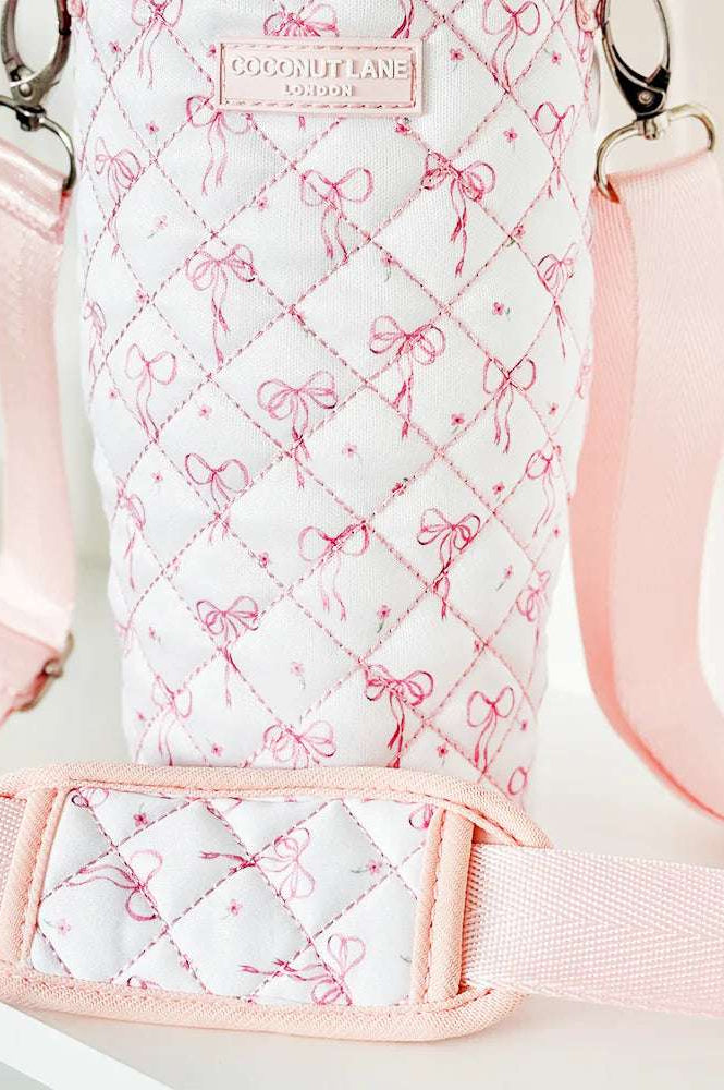 Shop Coconut Lane Coconut Lane Quilted Dainty Bows Tumbler Carry Case Water Bottle for women – premium loungewear and festival fashion at Spoiled Brat