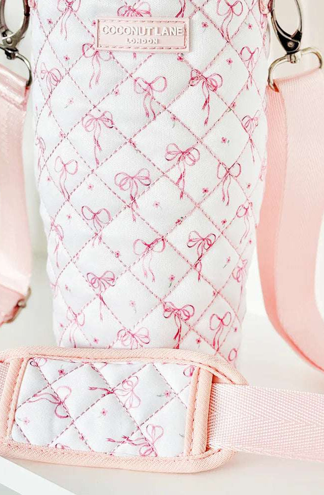 Shop Coconut Lane Coconut Lane Quilted Dainty Bows Tumbler Carry Case Water Bottle for women – premium loungewear and festival fashion at Spoiled Brat