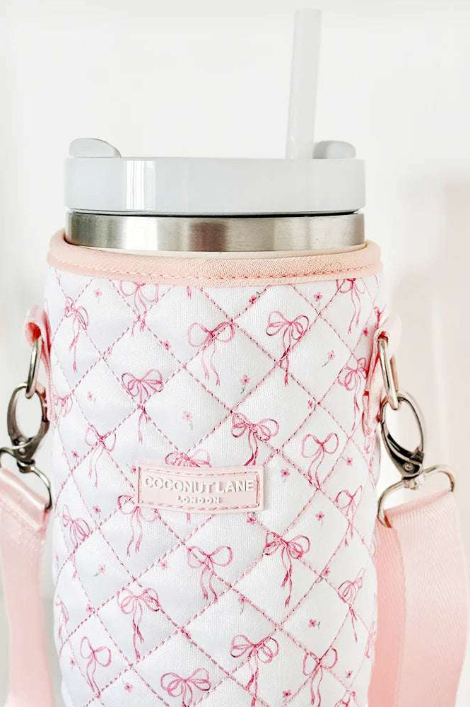 Shop Coconut Lane Coconut Lane Quilted Dainty Bows Tumbler Carry Case Water Bottle for women – premium loungewear and festival fashion at Spoiled Brat