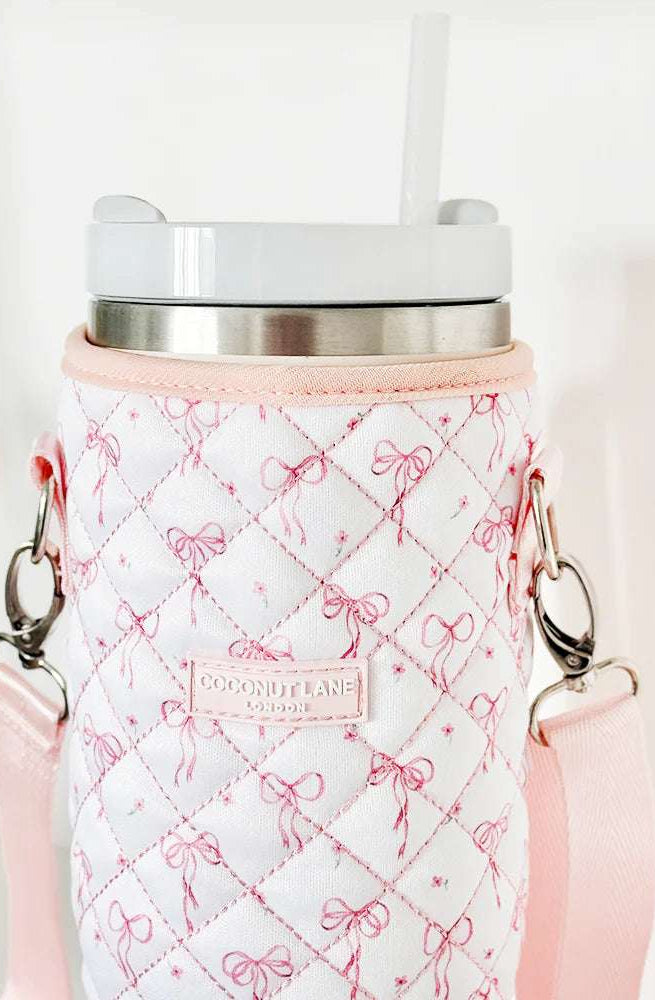 Shop Coconut Lane Coconut Lane Quilted Dainty Bows Tumbler Carry Case Water Bottle for women – premium loungewear and festival fashion at Spoiled Brat