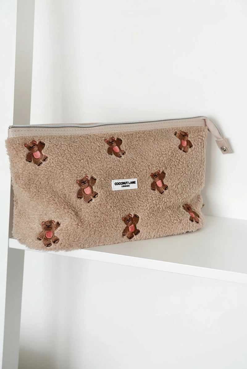 Shop Coconut Lane Coconut Lane Quilted Embroidered Theo Teddy Expandable Cosmetic Bag Cosmetic Case for women – premium loungewear and festival fashion at Spoiled Brat