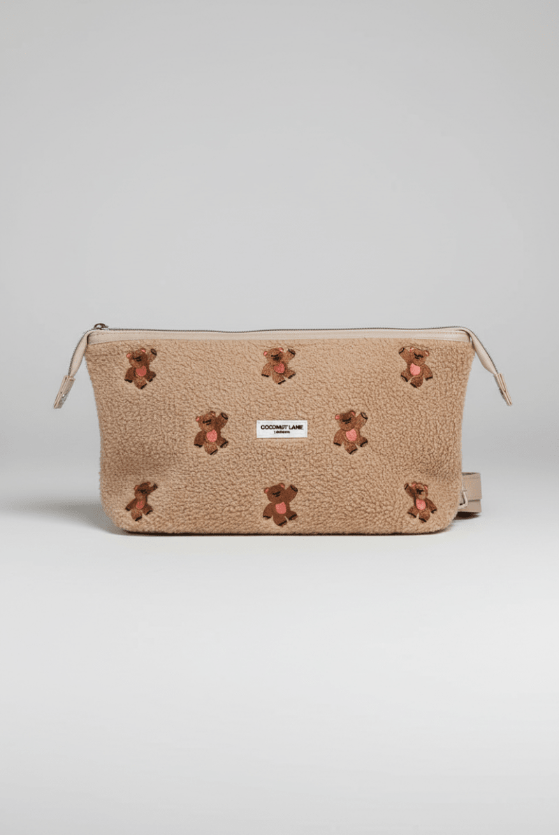 Shop Coconut Lane Coconut Lane Quilted Embroidered Theo Teddy Expandable Cosmetic Bag Cosmetic Case for women – premium loungewear and festival fashion at Spoiled Brat