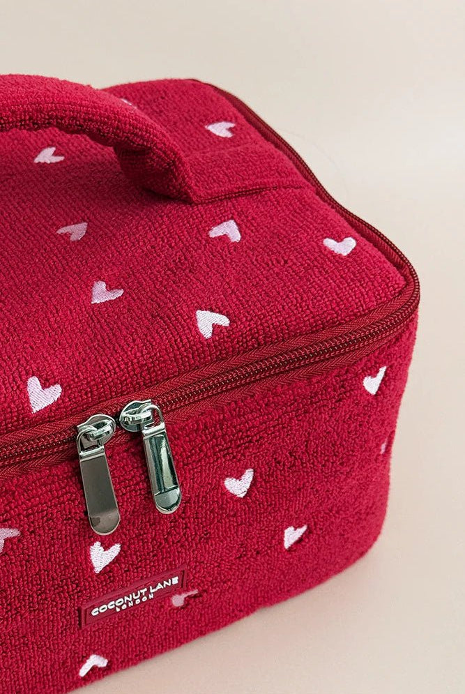 Shop Coconut Lane Coconut Lane Travel Towel Vanity Case in Mulberry Hearts Cosmetic Case for women – premium loungewear and festival fashion at Spoiled Brat