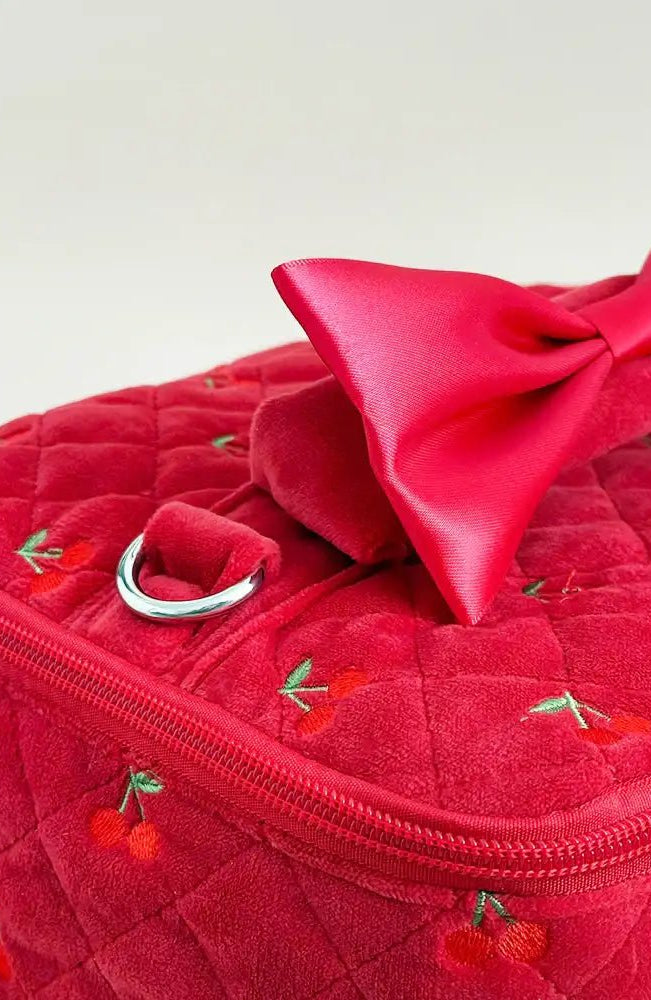 Shop Coconut Lane Coconut Lane Travel Vanity Case in Cherry Velvet Cosmetic Case for women – premium loungewear and festival fashion at Spoiled Brat